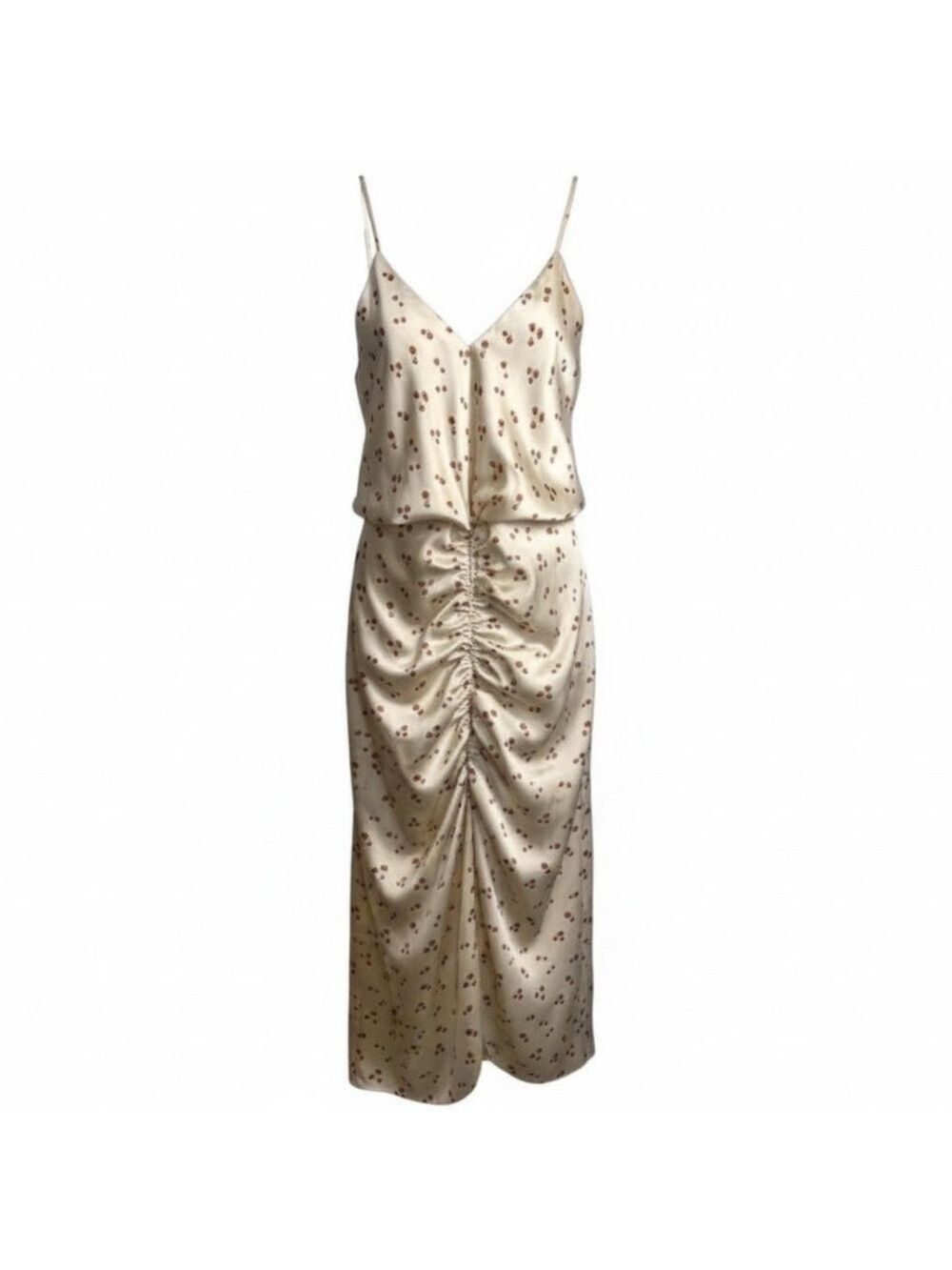 TOPSHOP Ditsy Floral Ruched Midi Satin Slip Dress Size 10 Brand New with Tags! - Picture 2 of 12